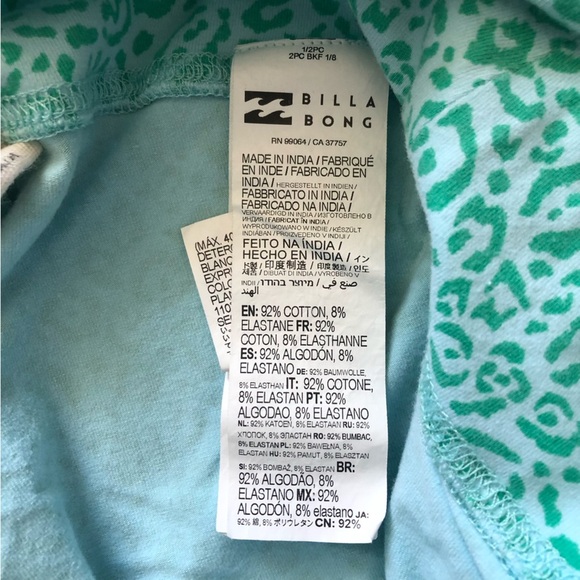 Billabong Leopard Print Biker Shorts in Light Blue Size M - Picture 6 of 8